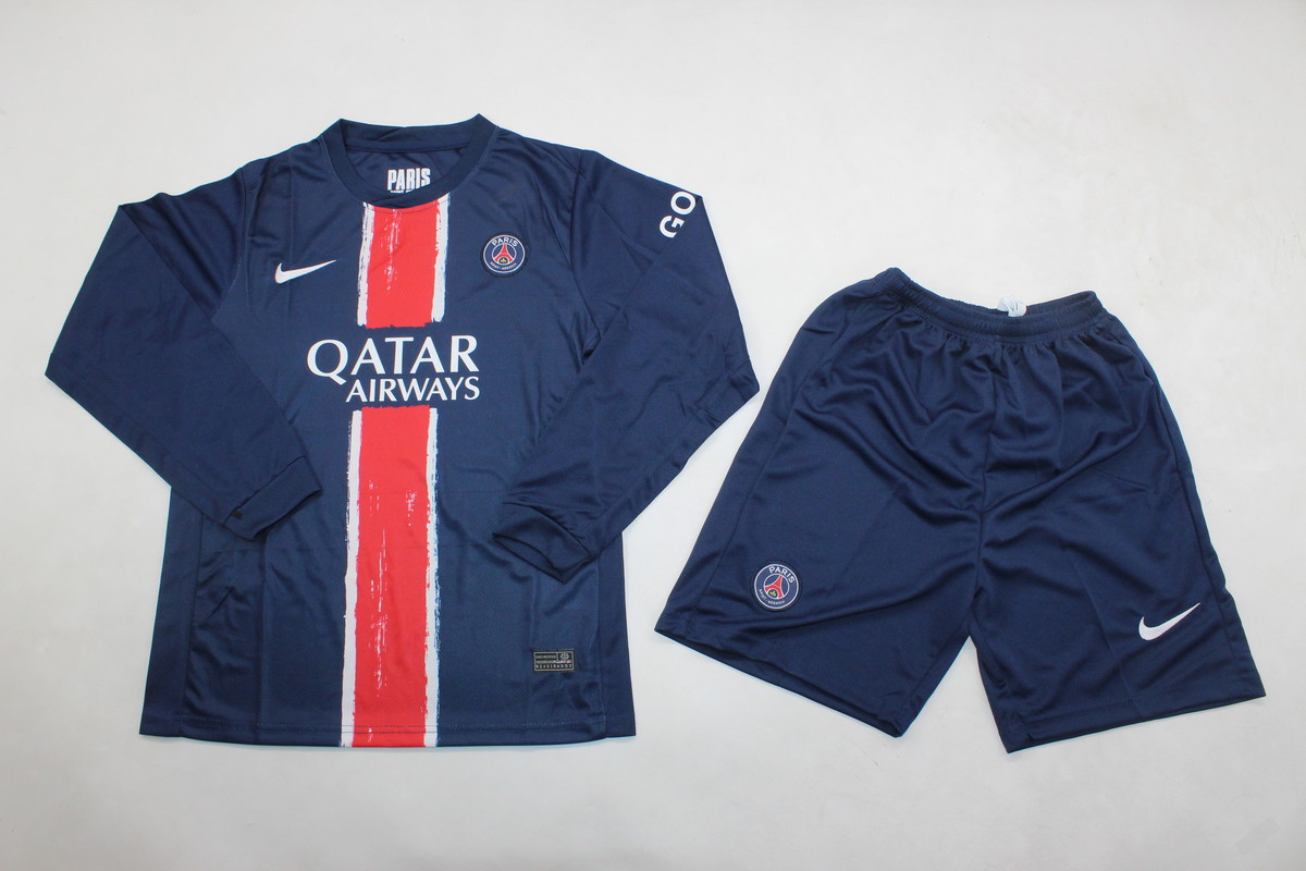 Kids-Paris St Germain 24/25 Home Long Soccer Jersey